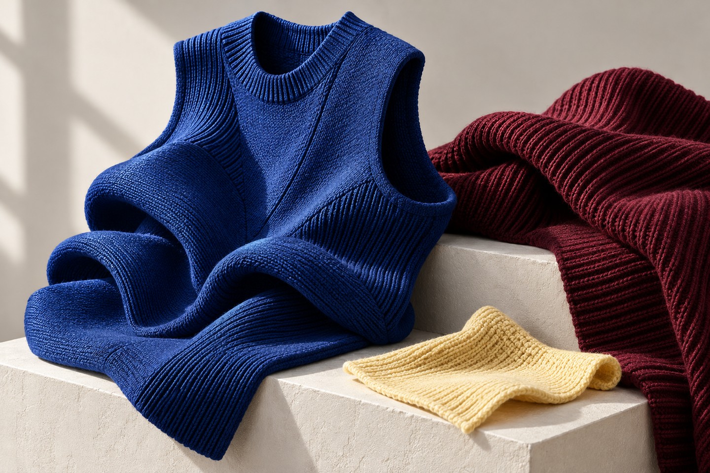 立体的なカラーニットを配したAI生成イメージ。UNIQLO F.RISSOの実際の商品ではありません。